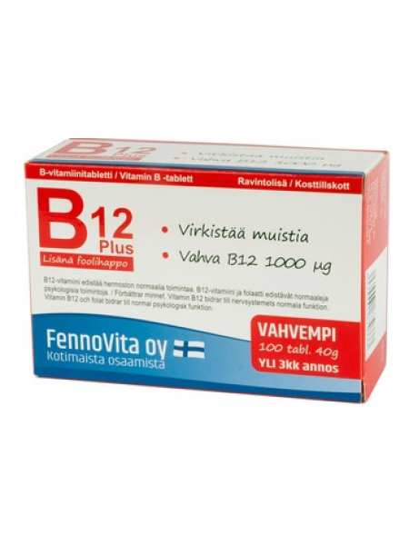 Витамин B12 Fennovita 1000 мкг + фолиевая кислота 100таб 40г