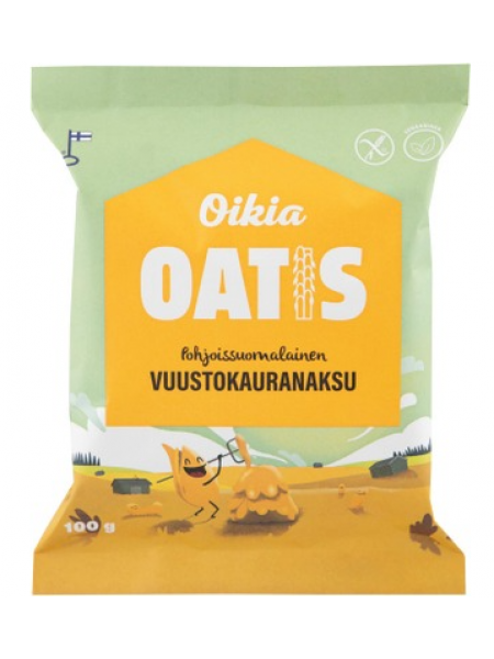 Овсяные чипсы Oikia Oatis Vuustokauranaksu с ароматом сыра 100г
