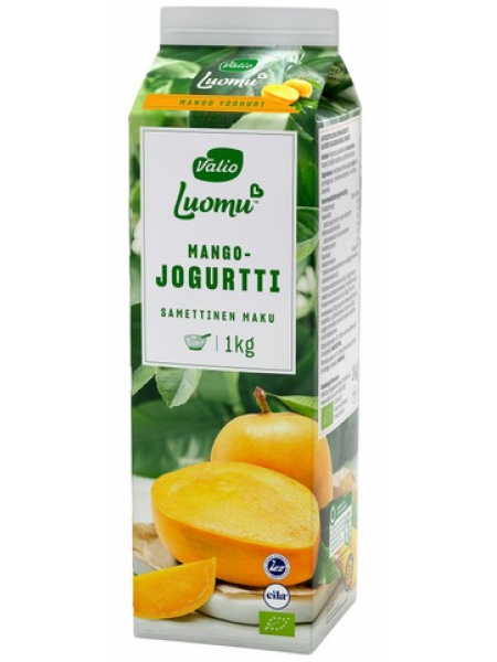Органический йогурт Valio Luomu Jogurtti Mango Laktoositon 1кг манго без лактозы