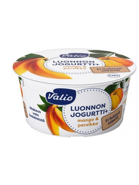 Натуральный йогурт Valio Luonnonjogurtti+ Mango & Persikka 150г манго и персик без добавления сахара, без лактозы