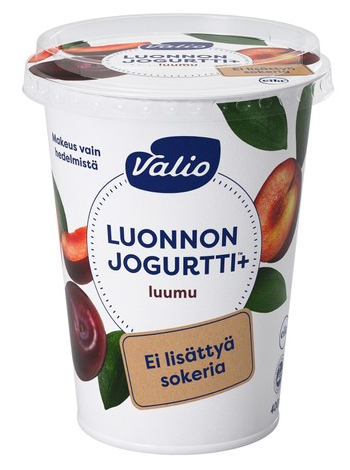 Йогурт сливовый Valio Luonnonjogurtti+ Luumu Lisättyä Sokeria 400г без добавления сахара, без лактозы