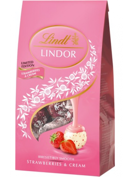 Шарики из белого шоколада с клубникой и сливками Lindt Lindor 137 г