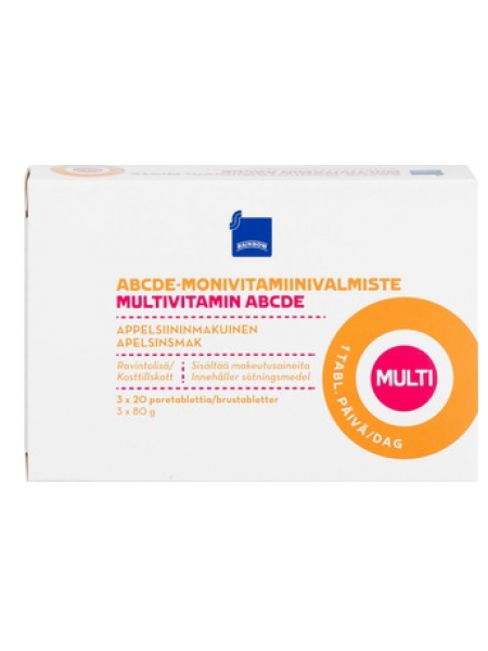 Мультивитаминные шипучие таблетки Rainbow ABCDE Moniviitamiiniporetabletti 3X20шт со вкусом апельсина