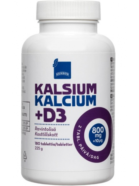 Пищевая добавка с кальцием и витамином D Rainbow Kalsium- Ja D 180шт/225г
