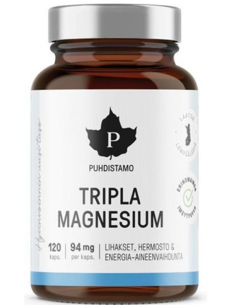 Пищевая добавка с магнием Puhdistamo Tripla Magnesium lisäravinne 120 шт/78г