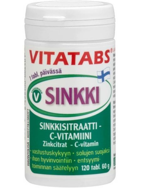 Пищевая добавка с цинком и витамином С Vitatabs Sinkki 120шт