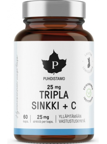 Пищевая добавка цинк и витамин С Puhdistamo Trippel Zink 60 шт