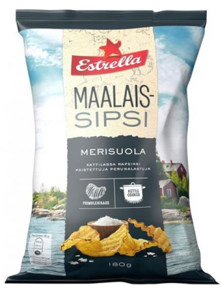 Чипсы с морской солью и маслом Estrella Maalaissipsi Merisuola 180г