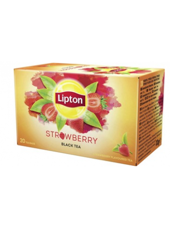 Черный чай Lipton Strawberry 20шт в пакетиках