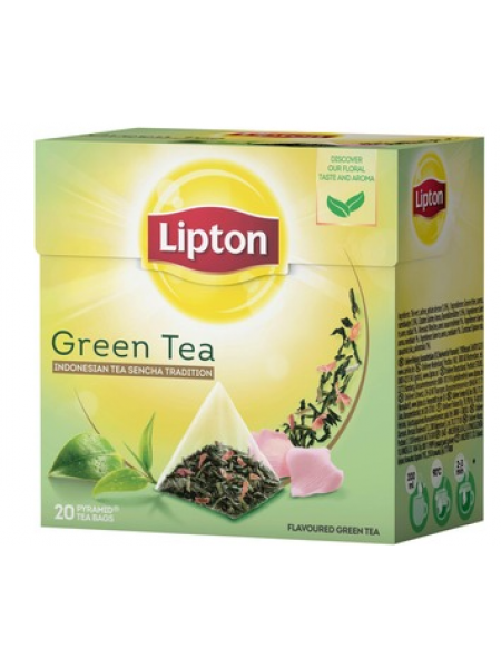 Зеленый чай в пирамидках Lipton Green Pyramid 20шт с лепестками роз