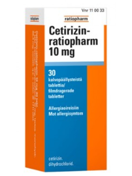 Противоаллергический препарат CETIRIZIN ratiopharm 10 mg 30таб
