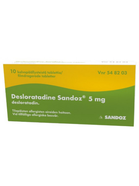Противоаллергический препарат DESLORATADINE SANDOZ 5 мг 10 таб