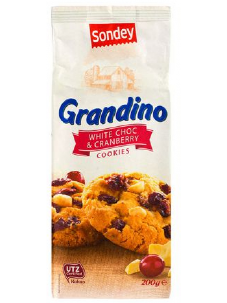 Печенье SONDEY Grandino White Choc & Cranberry Cookies 200 г