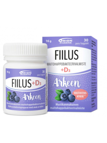 Бактериальный кисломолочный препарат FIILUS ARKEEN MUSTIKKA + D3 со вкусом черники 30 шт