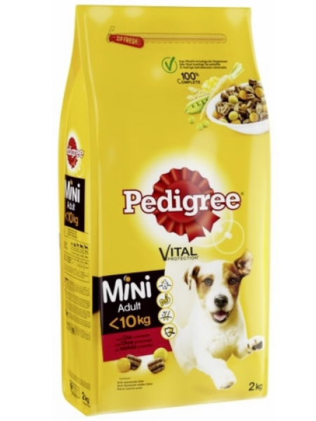 Сухой корм для маленьких собак Pedigree Mini <10 кг  2кг мясо
