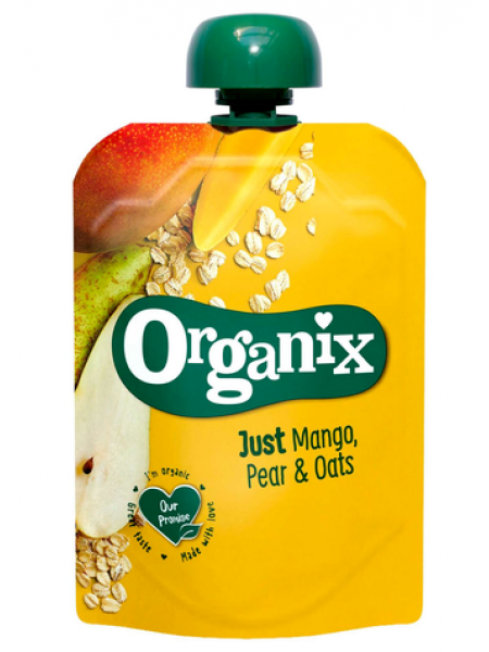 Органическое фруктовое пюре Organix Just Mango груша и овсянка 100 г с 6 месяцев