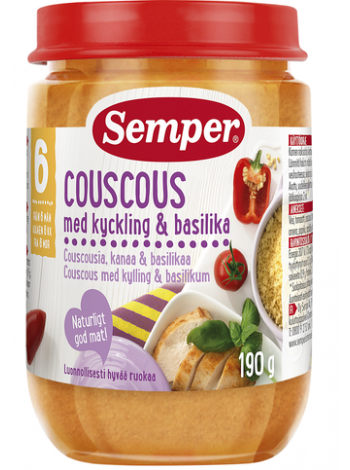 Детское питание Semper Couscousia, Kanaa & Basilikaa кускус, курица и базилик с 6 месяцев 190 г