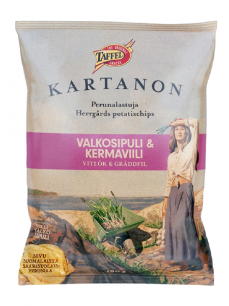 Картофельные чипсы Taffel Kartanon со вкусом чеснока и сметаны 180г
