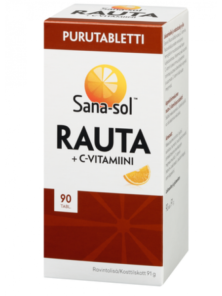 Жевательные витамины со вкусом апельсина Sana-sol Rauta+C 90 шт