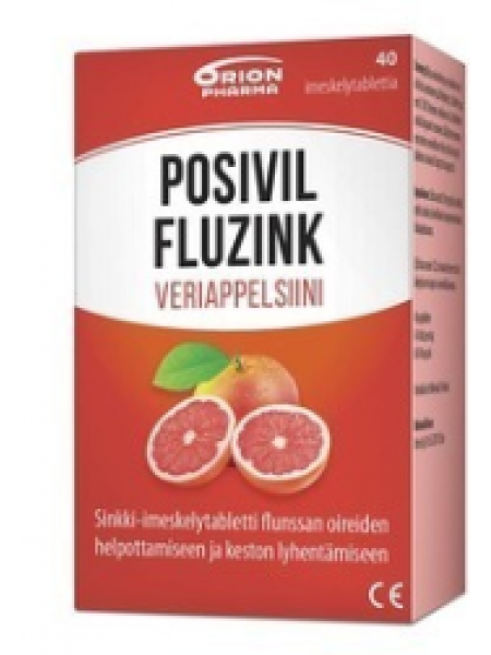 Леденцы от гриппа и простуды Orion Posivil Fluzink Veriappelsiini 40шт со вкусом красного апельсина