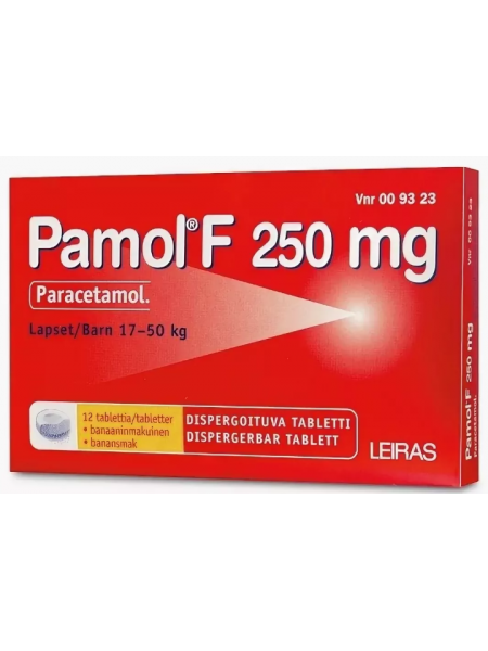 Таблетки растворимые при гриппе и простуде PAMOL F 250мг 12 таб для детей