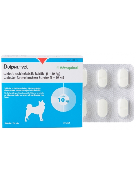 Глистогонное средство для собак среднего размера DOLPAC VET 3-30 кг 6шт  
