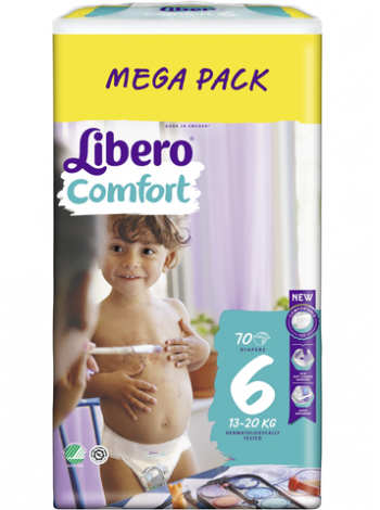 Подгузник Libero Comfort Mega Pack размер 6, 13-20 кг, 70 шт