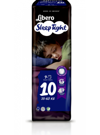 Подгузники трусики Libero SleepTight 10 на вес 35-60кг 9шт