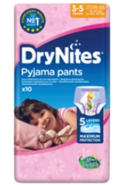 Трусики-подгузники Drynites для девочек 3-5лет 10шт