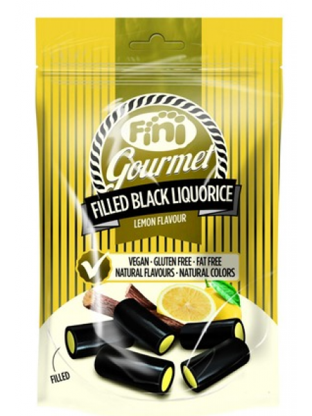 Конфеты с солодкой  и с лимоном Fini Gourmet Filled Black Licorice Lemon 180г