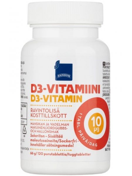 Витамины Rainbow D-Vitamiinilisä 10 гр 120 шт со вкусом клубники и малины