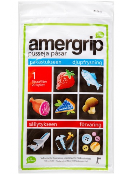 Пакеты для хранения Amergrip Green Pe Pussi 20шт/1л