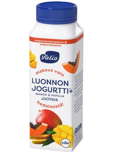 Натуральный йогурт Valio Luonnonjogurtti+ Juotava Mango & Papaija питьевой 2,5дл без лактозы