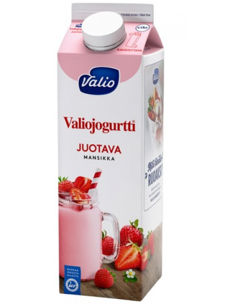 Питьевой йогурт Valio jogurtti Juotava Mansikka 0,95л клубника без лактозы