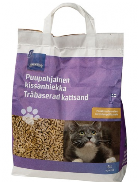 Наполнитель для кошачьего туалета на древесной основе Rainbow Kissanhiekka Puupohjainen 6л
