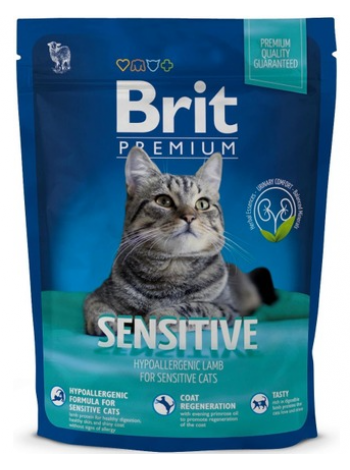 Сухой корм Brit Premium Sensitive для чувствительных кошек 300г баранина рис
