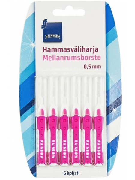 Межзубная нить щетки для зубов Rainbow  Hammasväliharja 0,5м 6шт