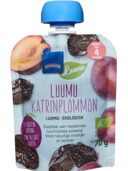 Органическое сливовое пюре Rainbow Luumu Katrinplommon 70г с 4 месяцев
