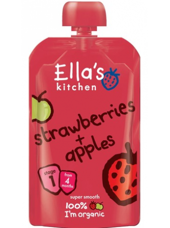 Клубнично-яблочное пюре органическое Ella's Kitchen Strawberries apples 120г с 4 месяцев