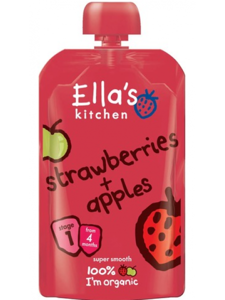 Клубнично-яблочное пюре органическое Ella's Kitchen Strawberries apples 120г с 4 месяцев