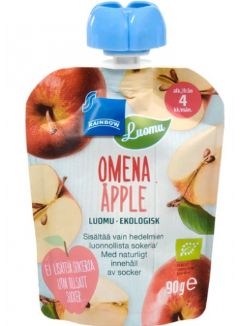 Органическое пюре Rainbow Organic Omena 90г с 4 месяцев яблоко