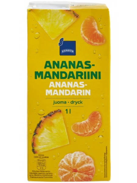 Напиток со вкусом ананаса и мандарина Rainbow ananas-mandarii 1л