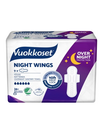 Прокладки ночные с крылашками Vuokkoset Night Wings Yöside 9шт