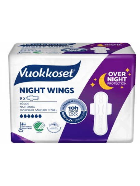 Прокладки ночные с крылашками Vuokkoset Night Wings Yöside 9шт