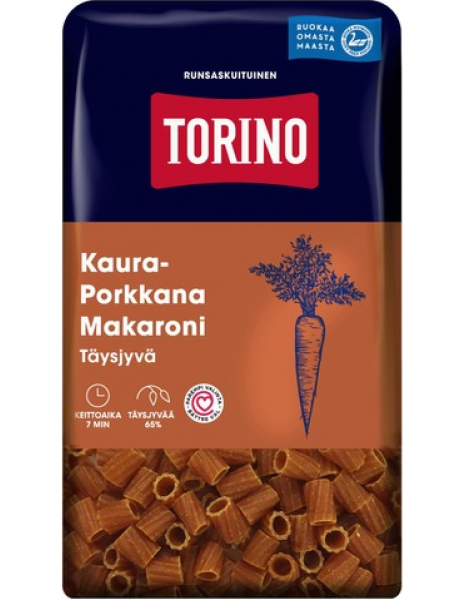 Овсяно-морковные макароны из непросеянной муки Torino Kaura-Porkkana Makaroni 380г