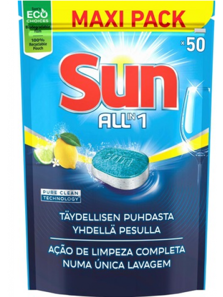 Таблетки для посудомоечной машины Sun All-In-1 Lemon 50 шт