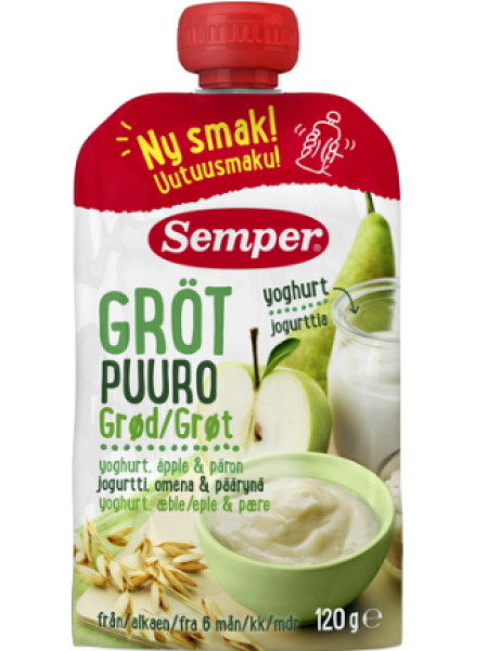 Готовая каша Semper Puuro Jogurtti Omena & Päärynä 120 гр с 6 месяцев йогурт, яблоко и груша  