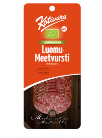 Органическая колбаса Kotivara Luomumeetvursti 120г в нарезке Не содержит лактозы 
