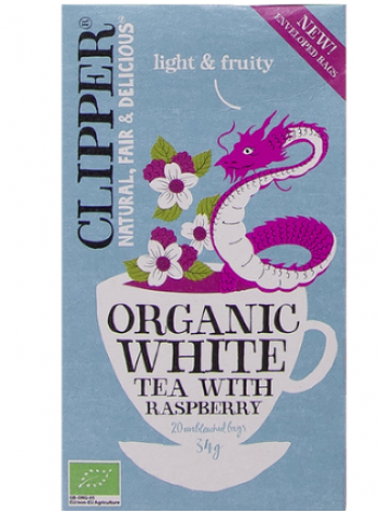 Ароматизированный белый чай Clipper со вкусом малины 34 г / 20 пакетиков