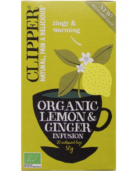 Органический чай Clipper со вкусом лимона и имбиря 50 г / 20 пакетиков